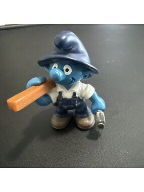 Smurfs 20471 Carpenter Handy Smurf Chippie Rare Vintage Figure Toy Figurine Peyo